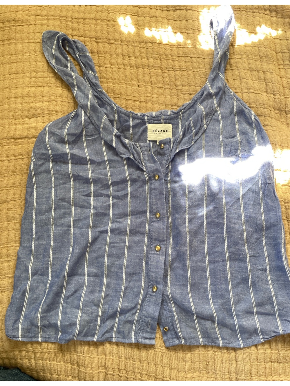 Sezane Blue Striped Button-Front Shirt